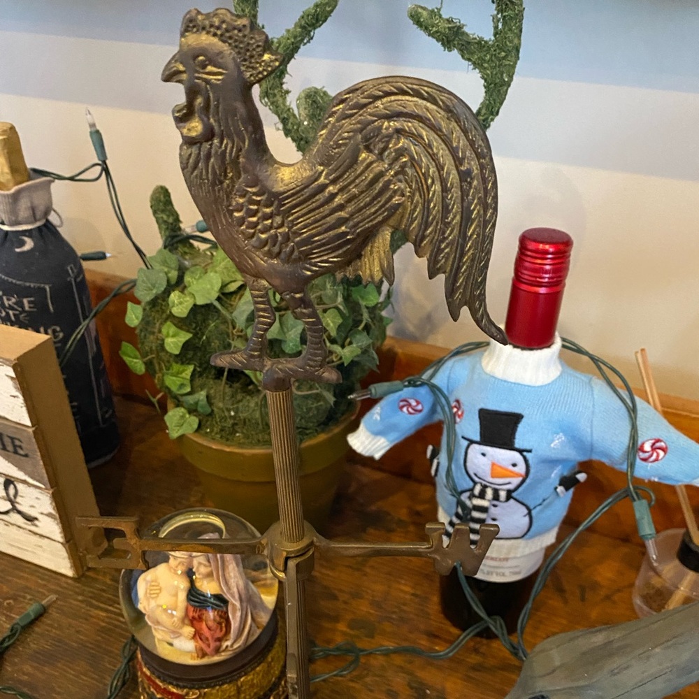 Vintage Brass Rooster Tabletop Weathervane by MANN